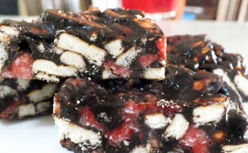 Hedgehog slice with cherry ripe Hedgehog slice with cherry ripe